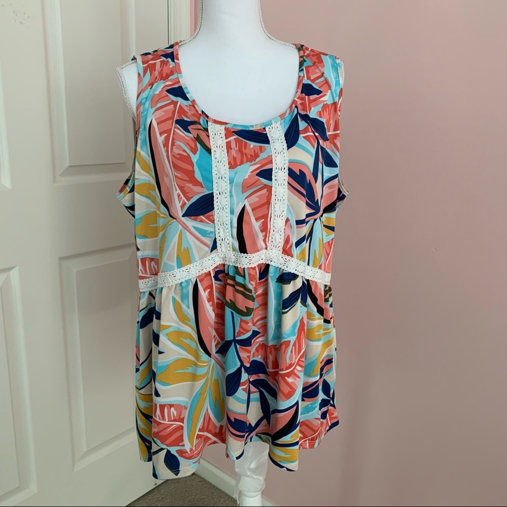 NY Collection Colorful Sleeveless Top Sz 2X